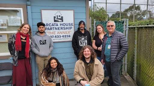 College of the Redwoods mentorship students and mentors outside the Arcata House Partnership Annex in March 2023